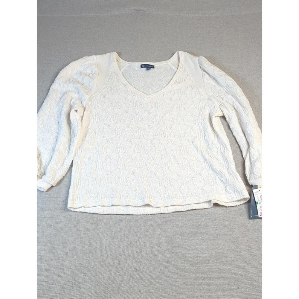 Democracy‎ cream textured knit sweater, size large, new with tags